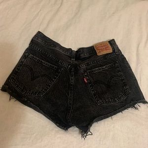 Black Distressed Levi Shorts